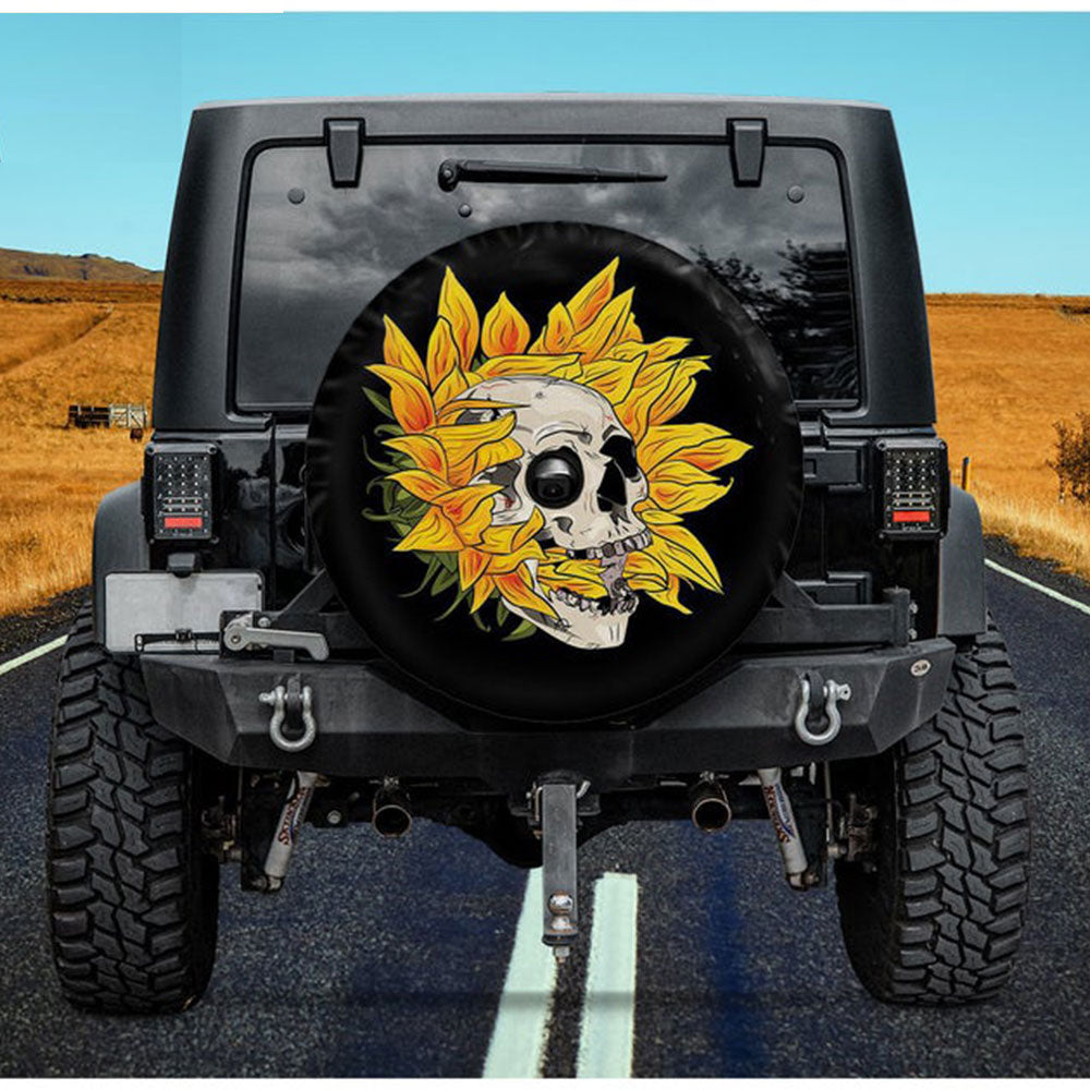 Skull Sunflower Jeep Car Spare Tire Cover Gift For Campers Nearkii