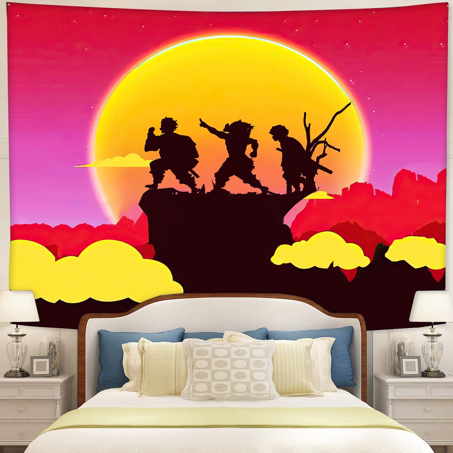 Demon Slayer Kimetsu No Yaiba Anime Sunset Tapestry Room Decor Nearkii