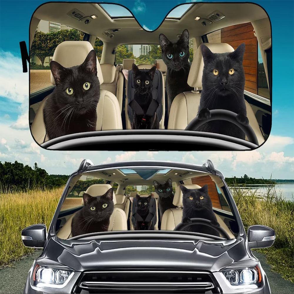 Black Cat Family Car Auto Sunshades Nearkii