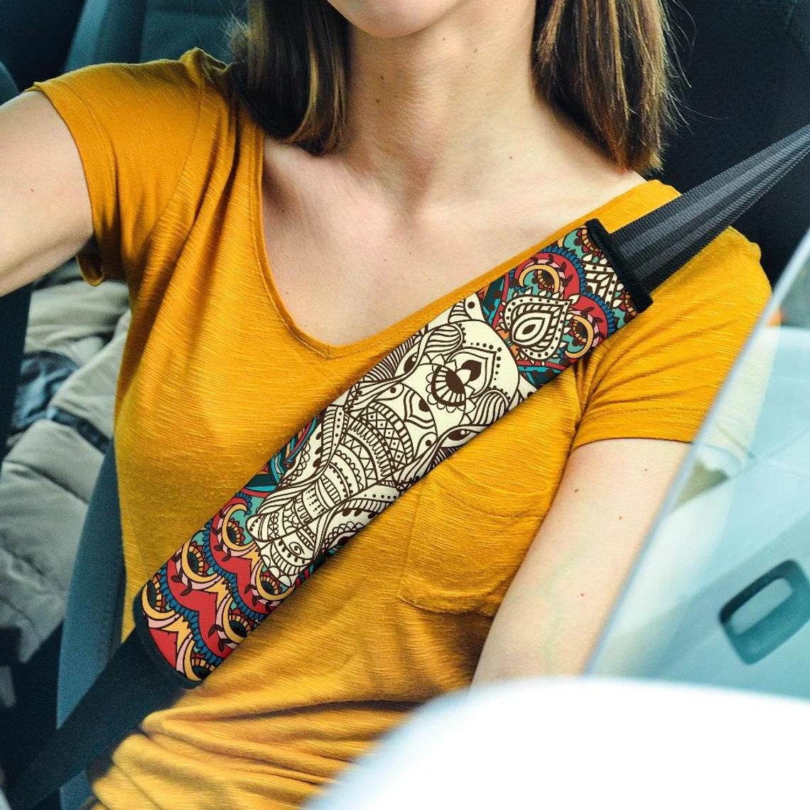 Elephant Mandala Car Seat Belt Cover Custom Car Accessories Nearkii