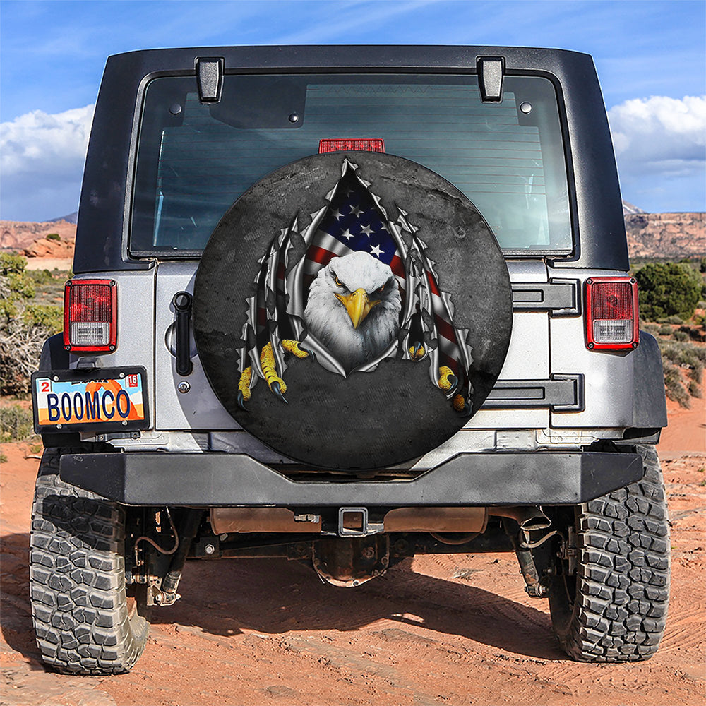 American Us Flag Bald Eagle Car Spare Tire Covers Gift For Campers Nearkii