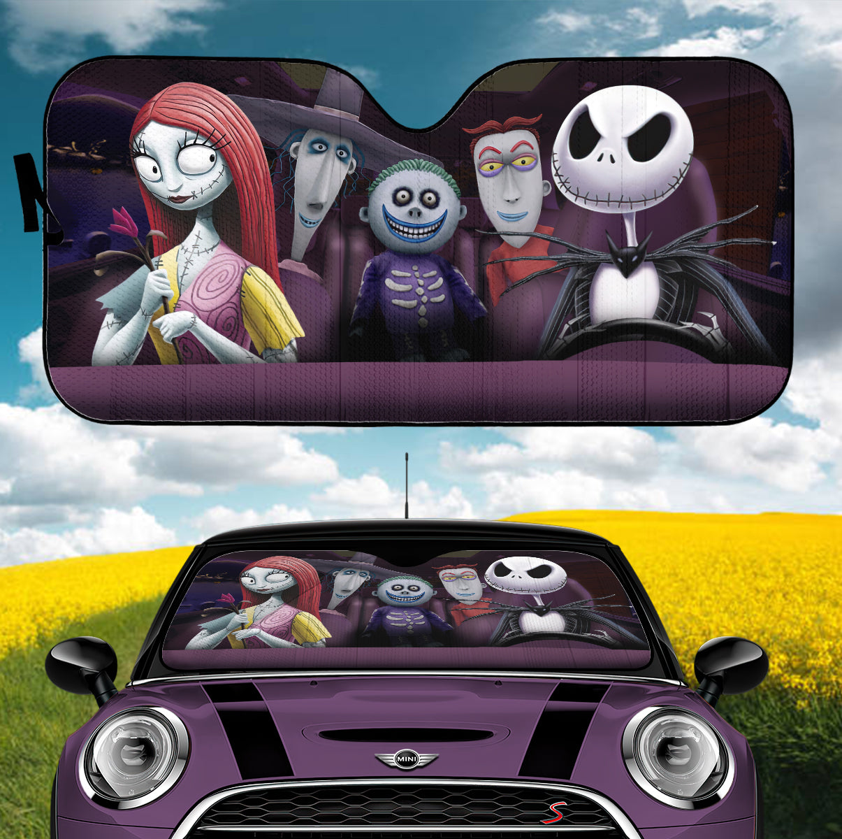 Nightmare Before Christmas Jack Sally Lock Shock And Barrel Car Auto Sunshades Nearkii