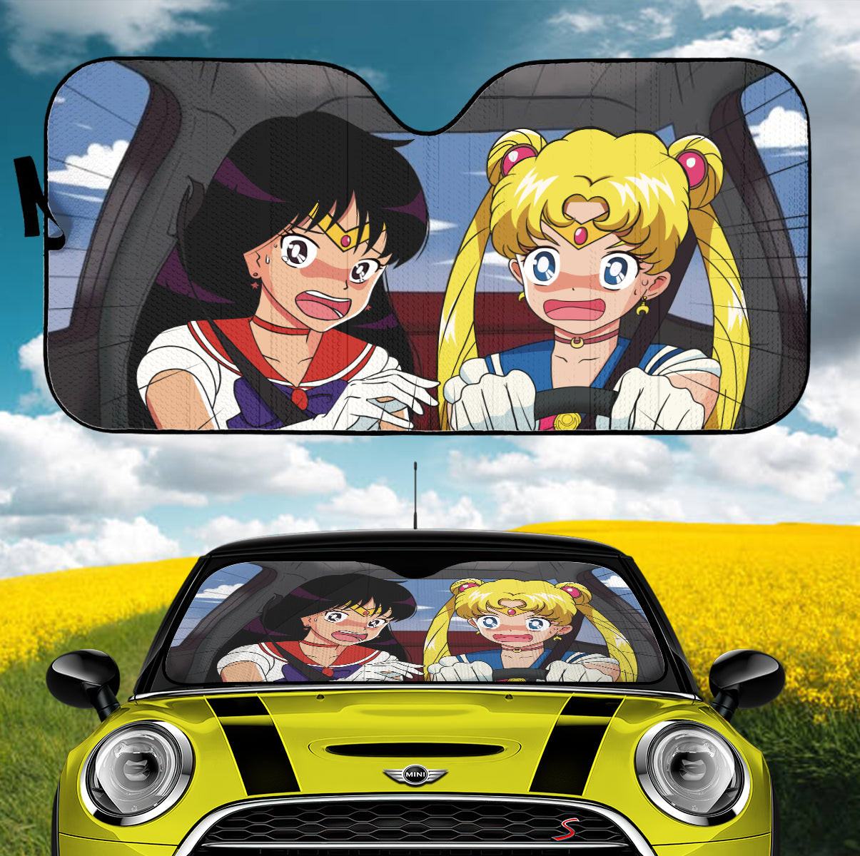 Funny Sailor Moon Tsukino And Hino Car Auto Sunshades Nearkii