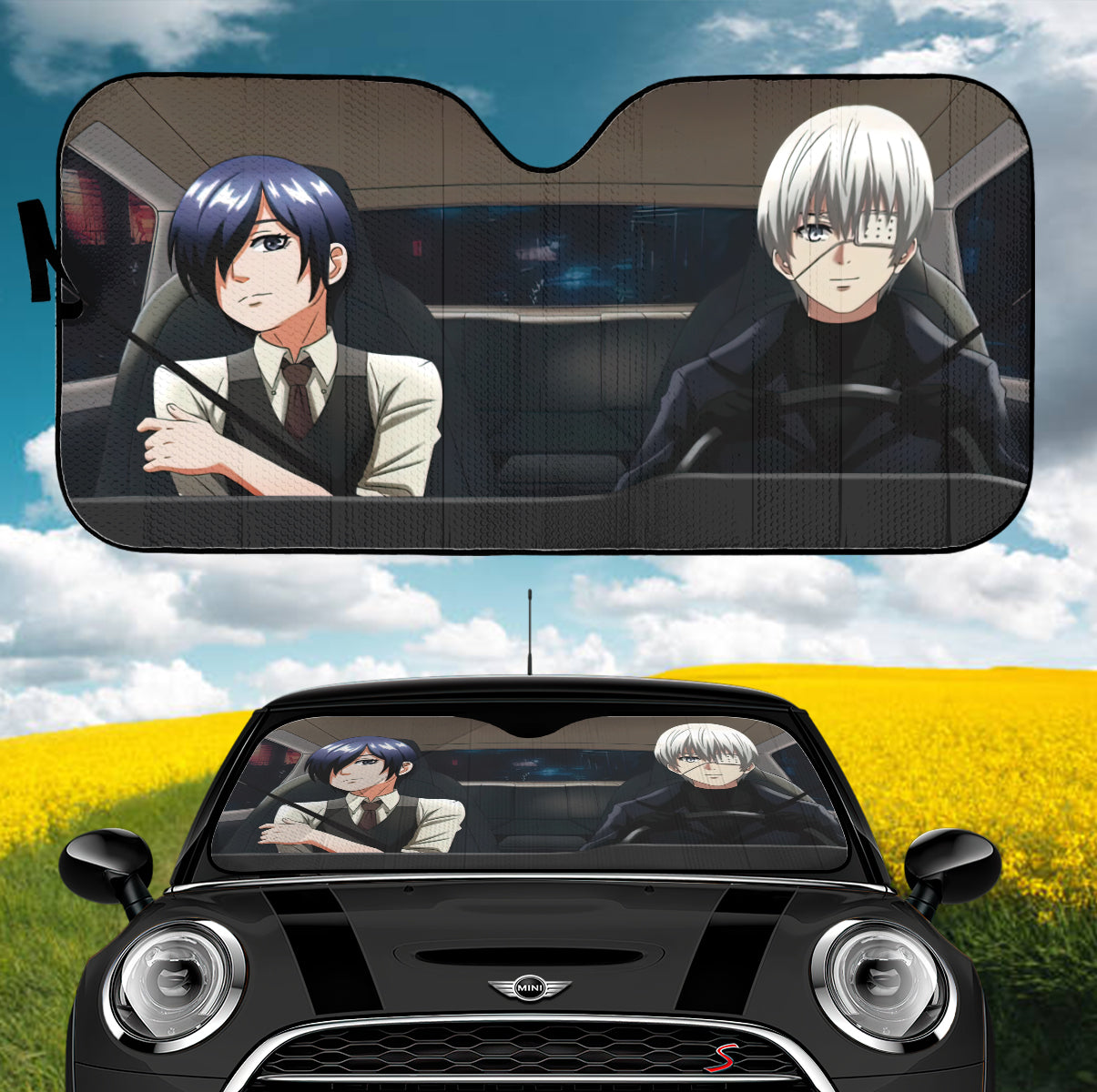 Tokyo Ghoul Ken Kaneki And Touka Car Auto Sunshades Nearkii