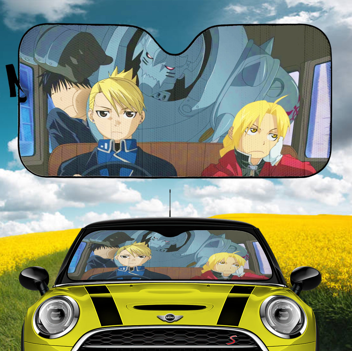 Full Metal Alchemist Anime Edward Riza And Alphonse Car Auto Sunshades Nearkii