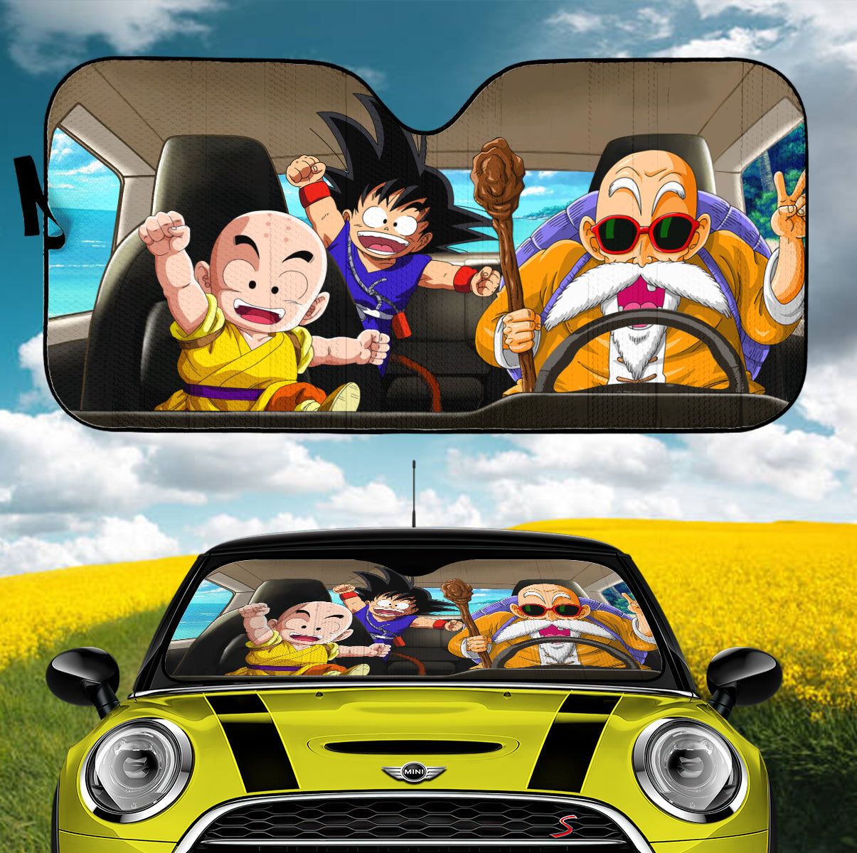 Dragon Ball Kame Senin Krillin And Goku Car Auto Sunshades Nearkii