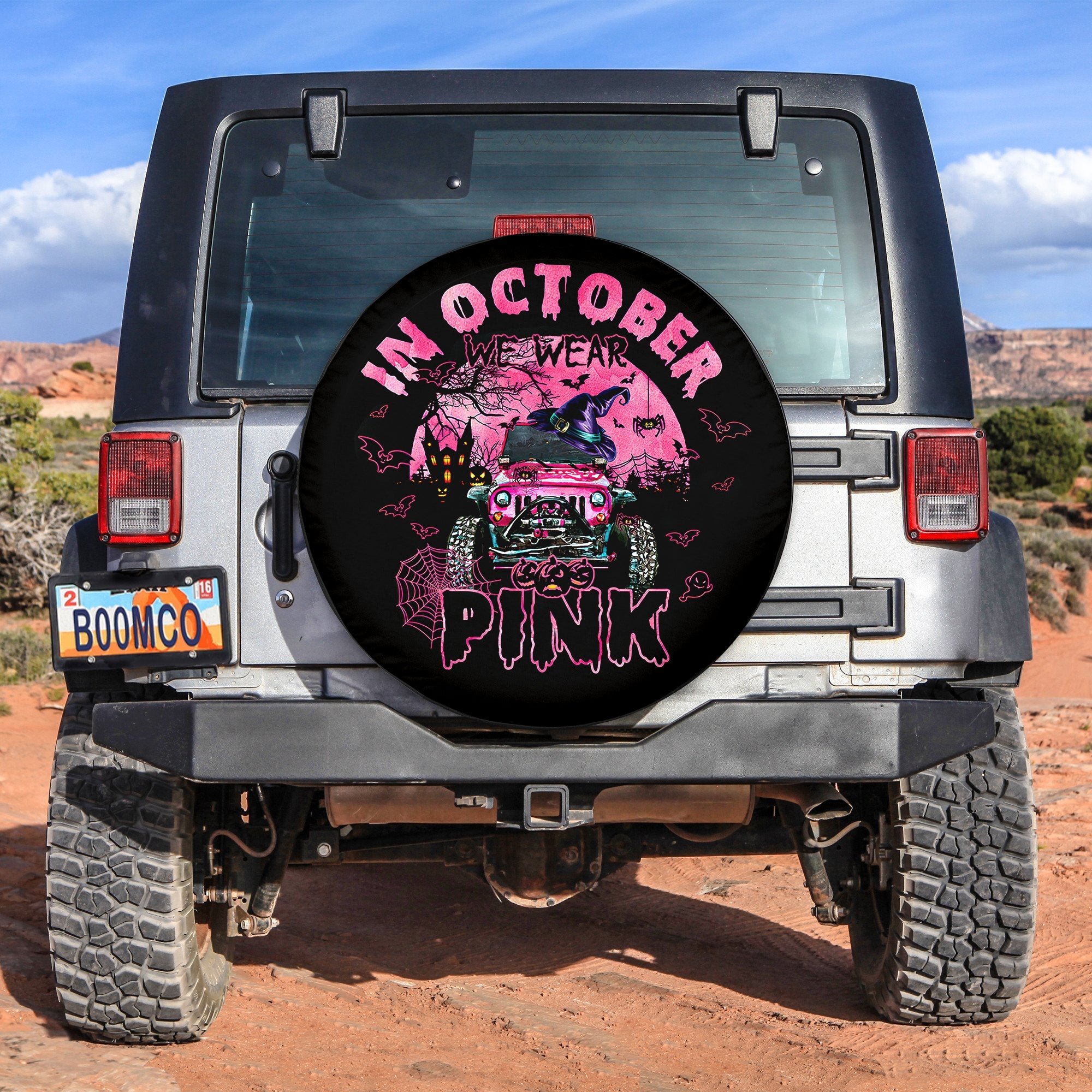 We Wear Pink Octorber Car Spare Tire Covers Gift For Campers Nearkii