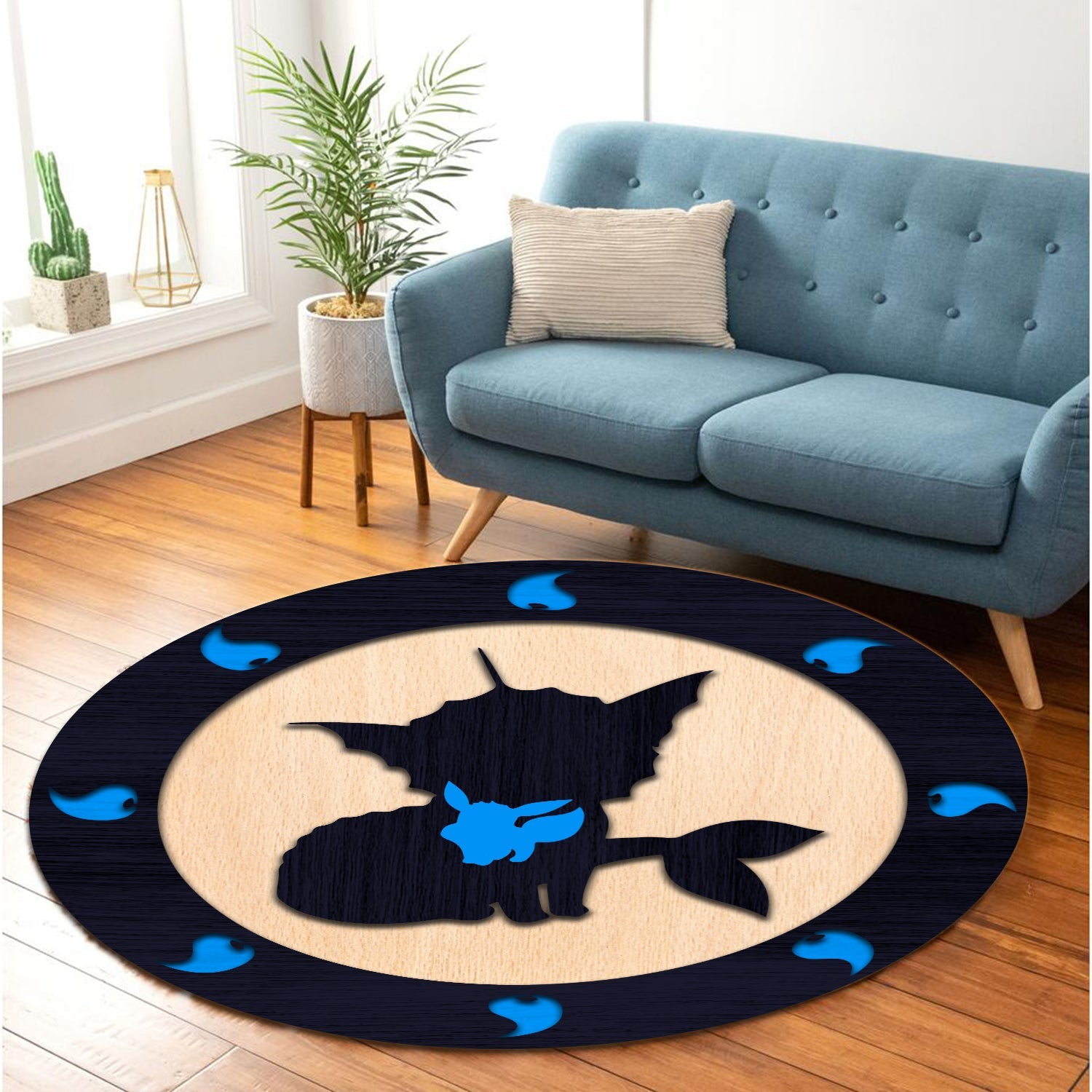 Vaporeon Eevee Pokemon Evolution Round Carpet Rug Bedroom Livingroom Home Decor Nearkii