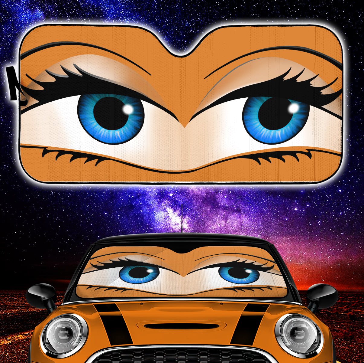 Funny Cute Anime Lady Cartoon Girly Orange Car Auto Sunshades Nearkii