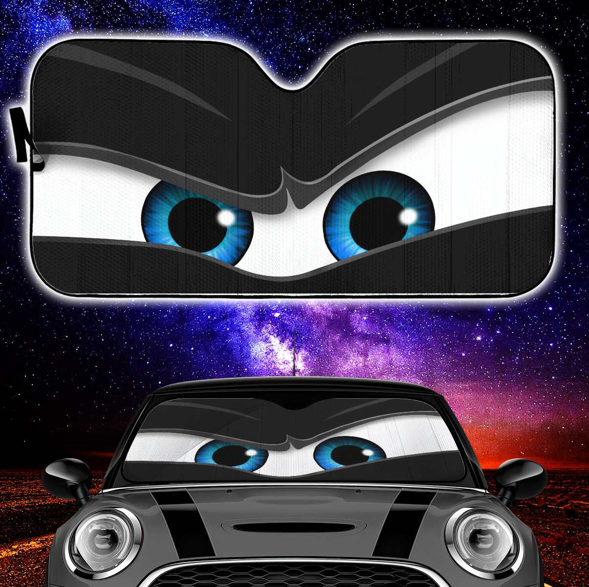 Black Angry Eyes Car Auto Sun Shades Nearkii