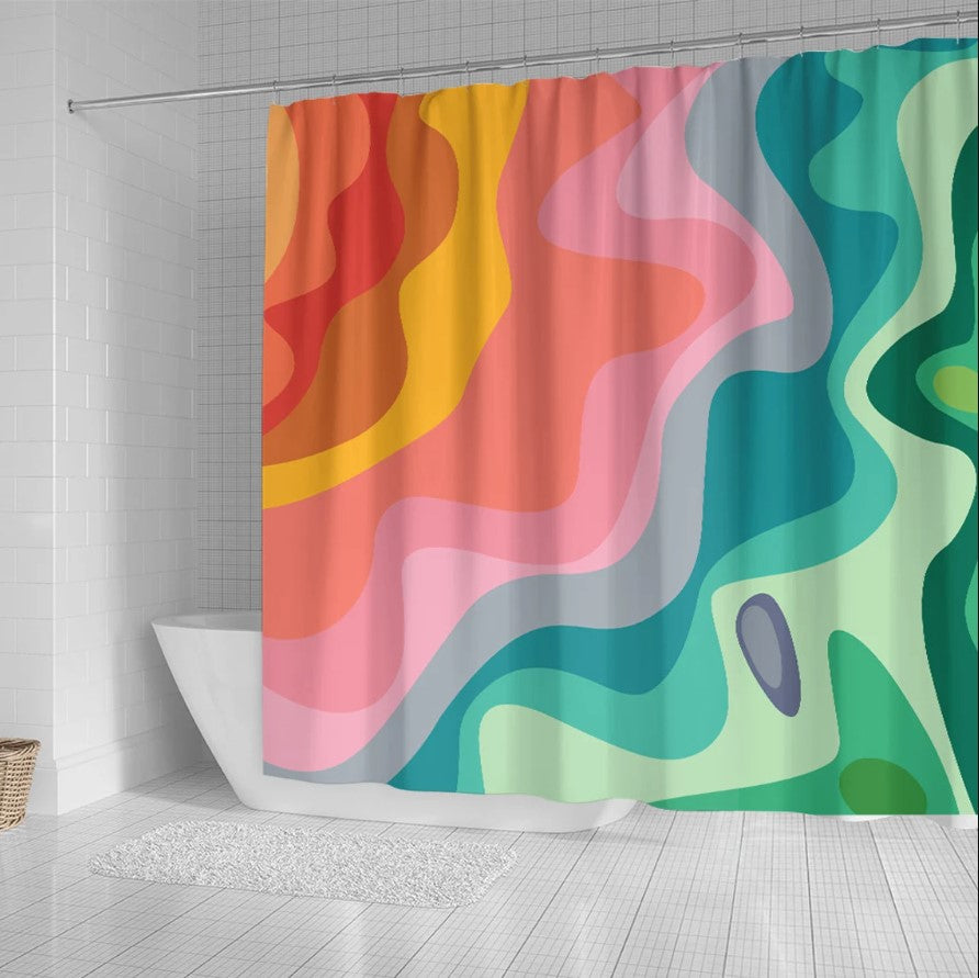 Retro Wave Shower Curtain