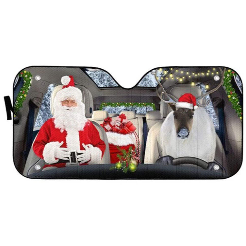 Santa Claus Reindeer Custom Car Auto Sun Shades Windshield Accessories Decor Gift Nearkii