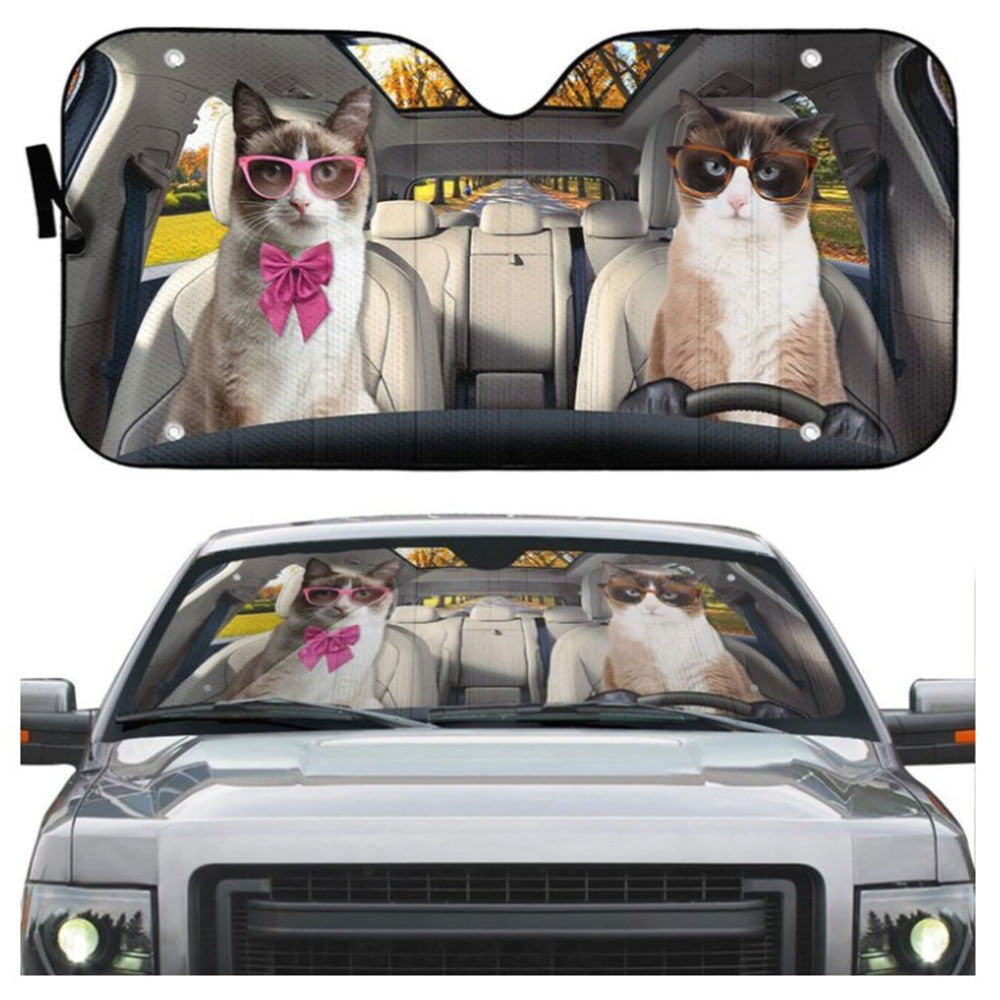 Snowshoe Cat Car Auto Sun Shades Windshield Accessories Decor Gift Nearkii