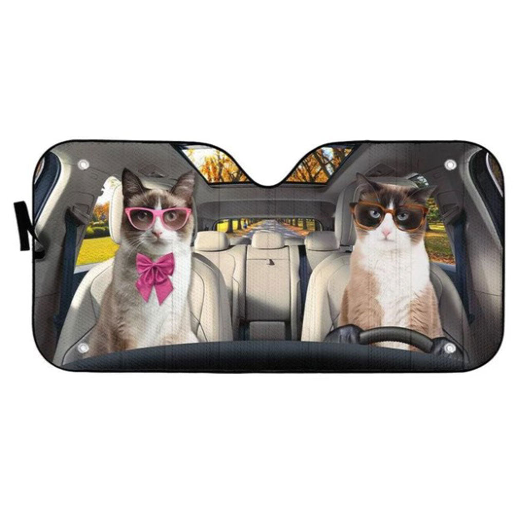 Snowshoe Cat Car Auto Sun Shades Windshield Accessories Decor Gift Nearkii