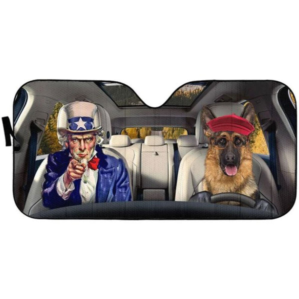 Uncle Sam And German Shepherds Custom Car Auto Sun Shades Windshield Accessories Decor Gift Nearkii