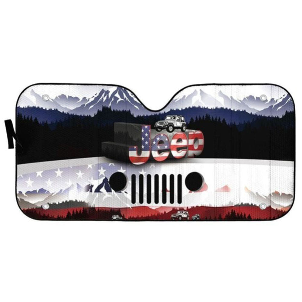 Jeep American Flag Car Auto Sun Shades Windshield Accessories Decor Gift Nearkii