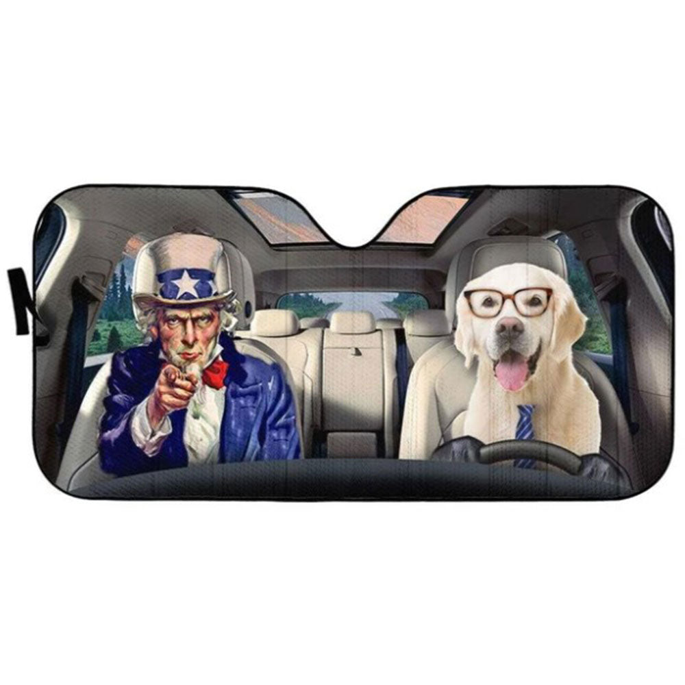 Uncle Sam And Labrador Retriever Custom Car Auto Sun Shades Windshield Accessories Decor Gift Nearkii