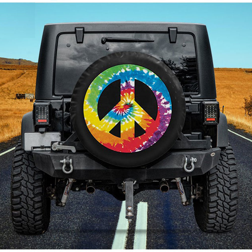 Peace Sign Tie Dye Hippie Love Jeep Car Spare Tire Cover Gift For Campers Nearkii