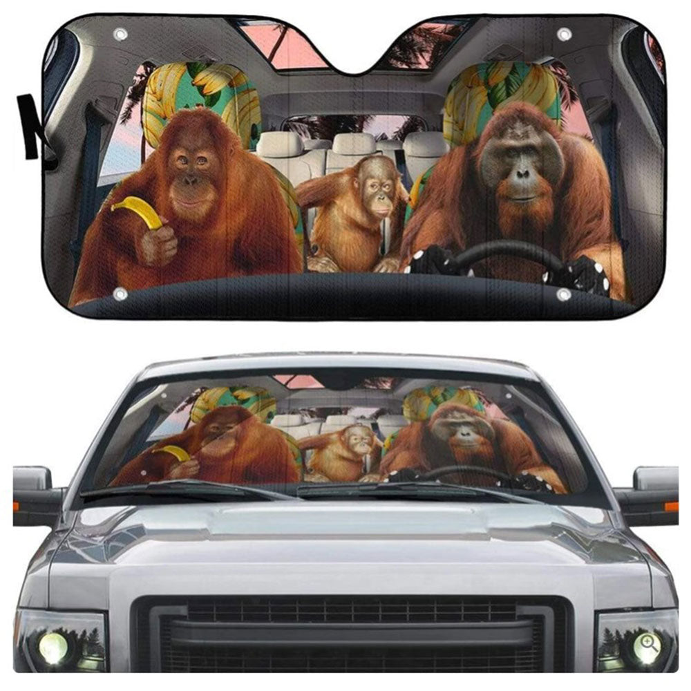 Orangutan Family Custom Car Auto Sun Shades Windshield Accessories Decor Gift Nearkii