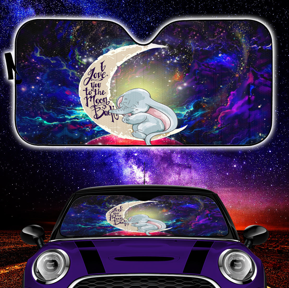 Dumbo Elephant Love You To The Moon Galaxy Car Auto Sunshades Nearkii