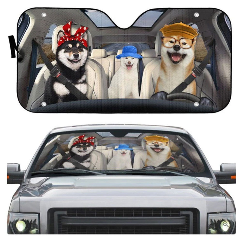 Shiba Inu Dogs Custom Car Auto Sun Shades Windshield Accessories Decor Gift Nearkii