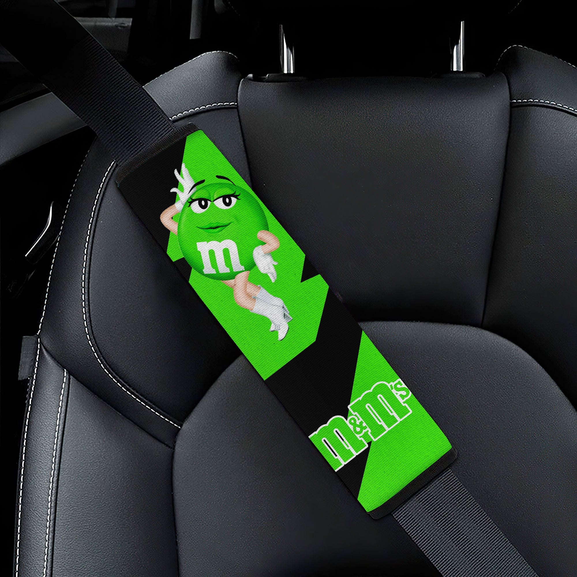 M&M's Candy Ice Cream Cones Chocolate Green car seat belt covers Custom Car Accessories Nearkii