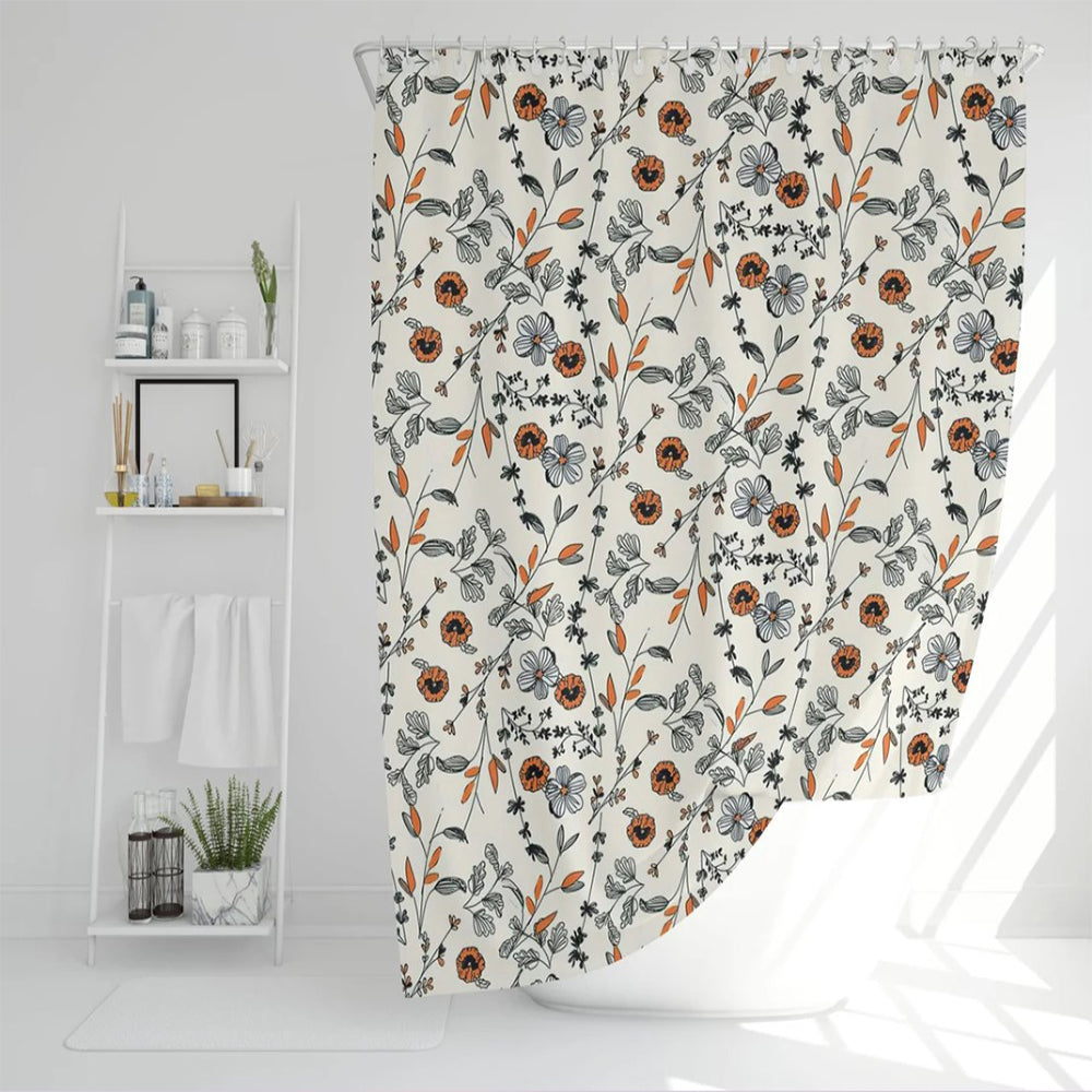 Red Flowers Shower Curtain