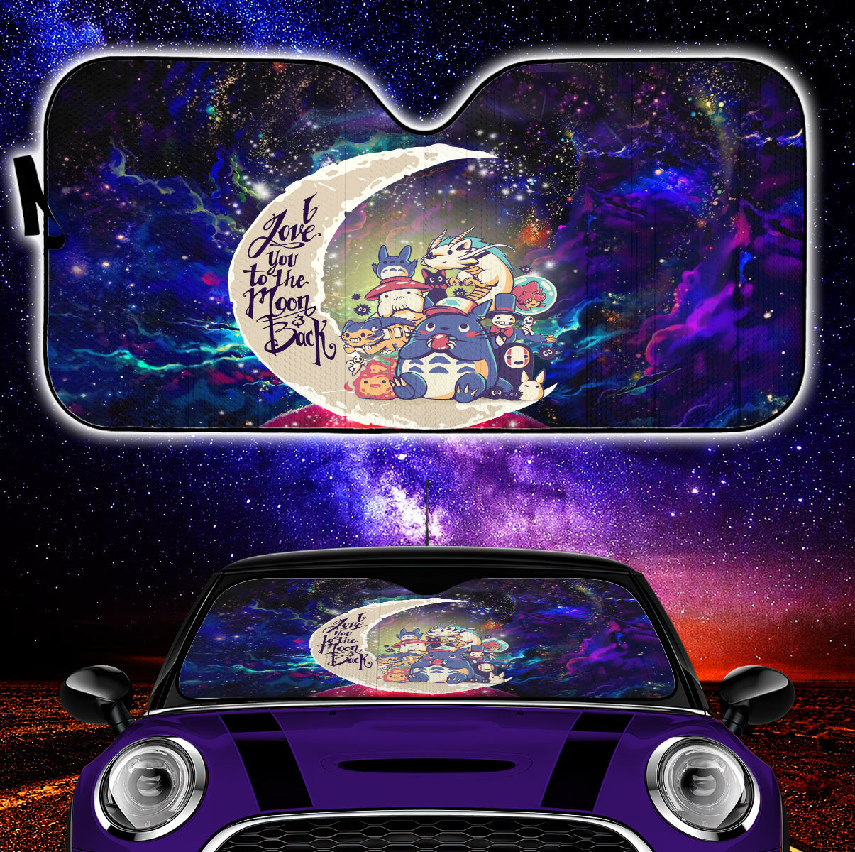 Ghibli Character Love You To The Moon Galaxy Car Auto Sunshades Nearkii