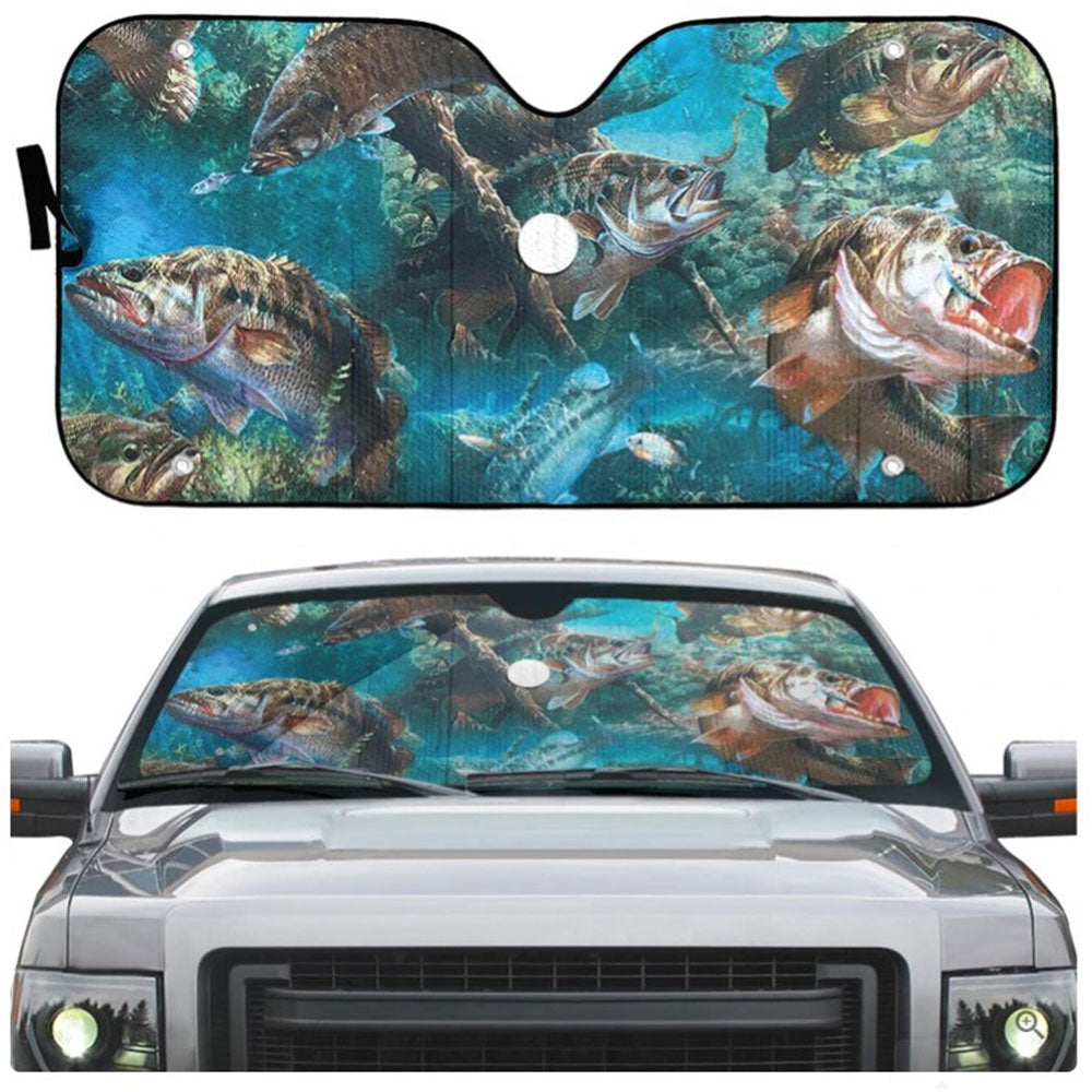 Bass Fishing Custom Car Auto Sun Shades Windshield Accessories Decor Gift Nearkii