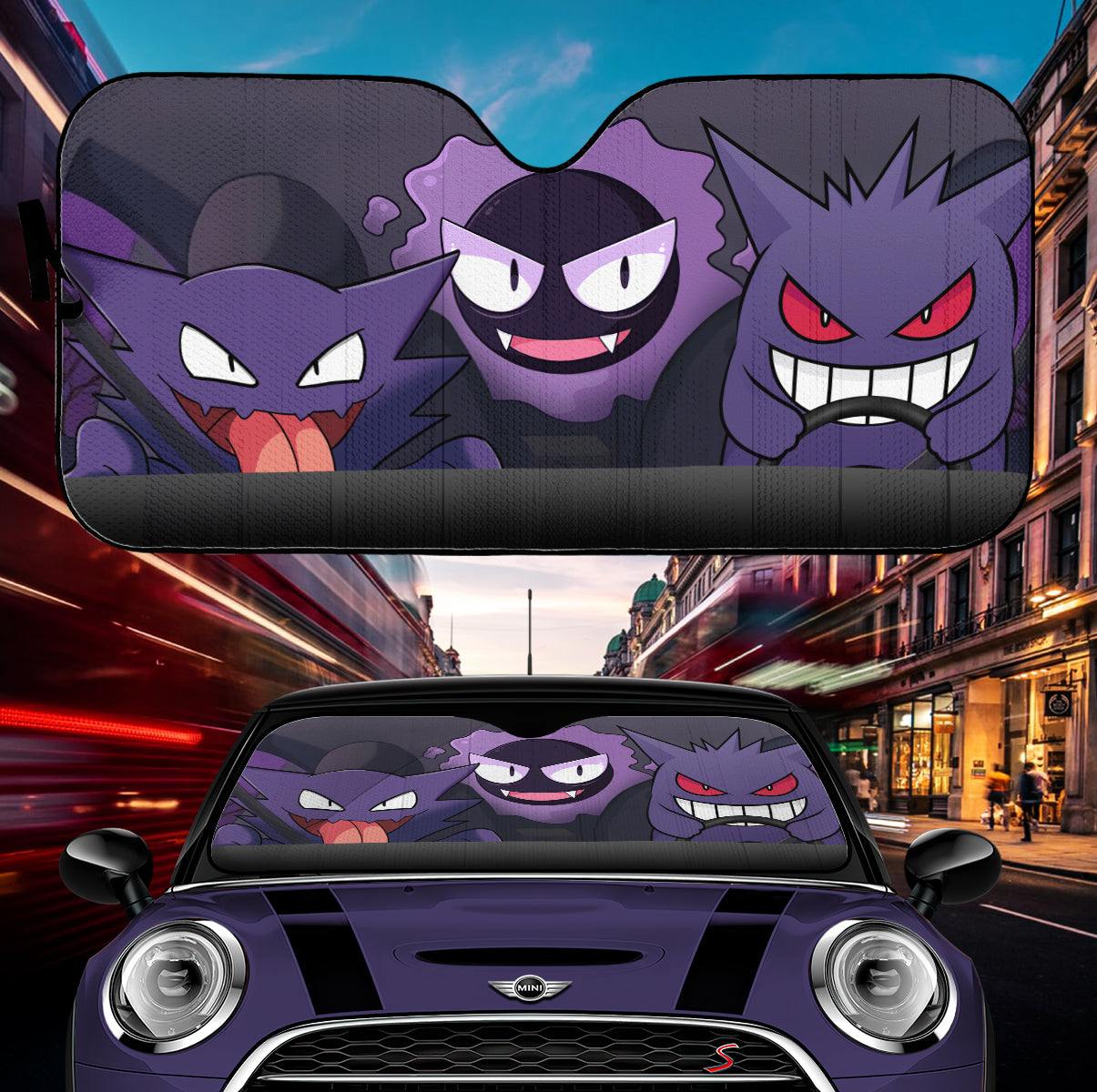 Pokemon Anime Gengar Haunter And Gastly Driving Car Auto Sunshades Nearkii