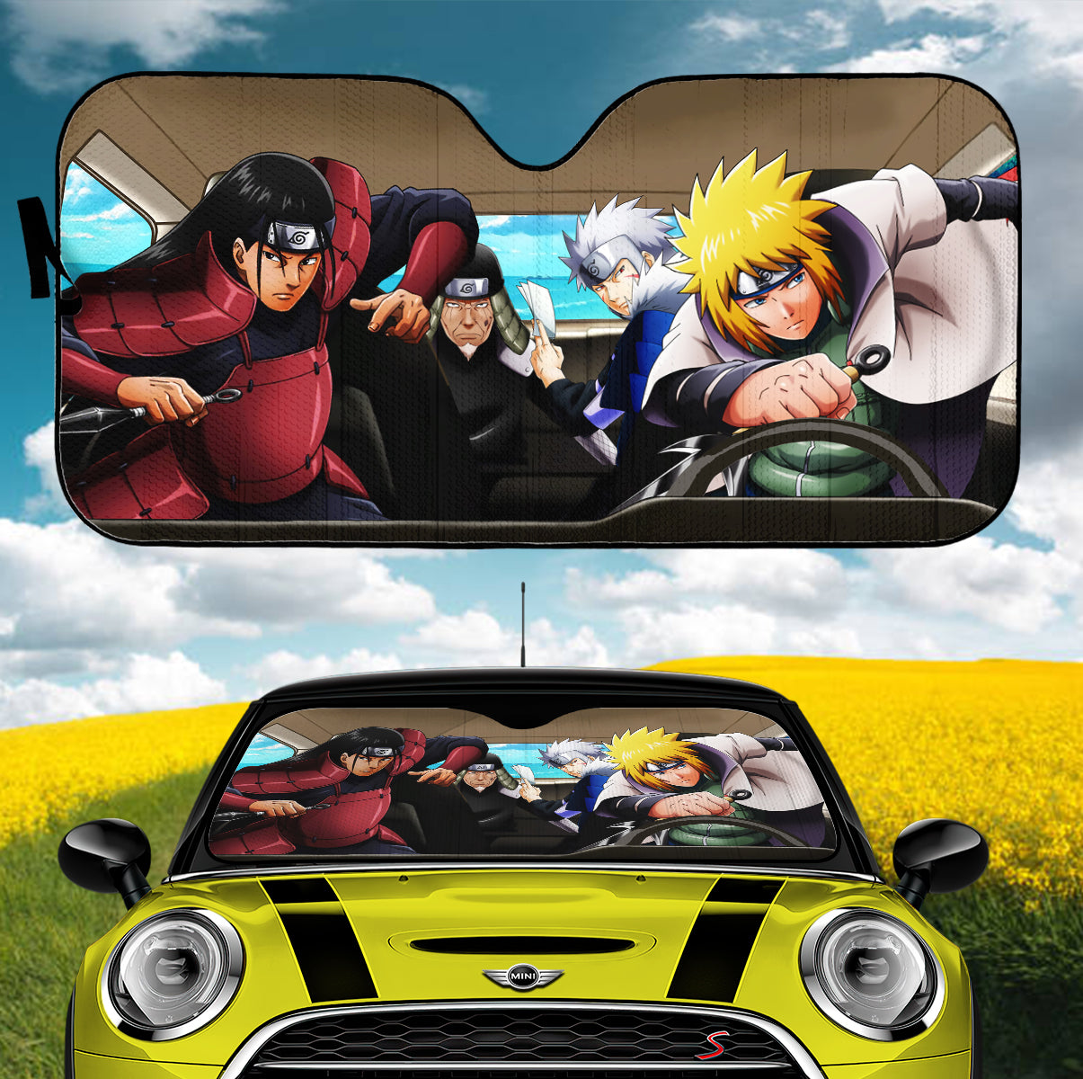 Naruto Minato Hashirama Tobirama Hiruzen Car Auto Sunshades Nearkii