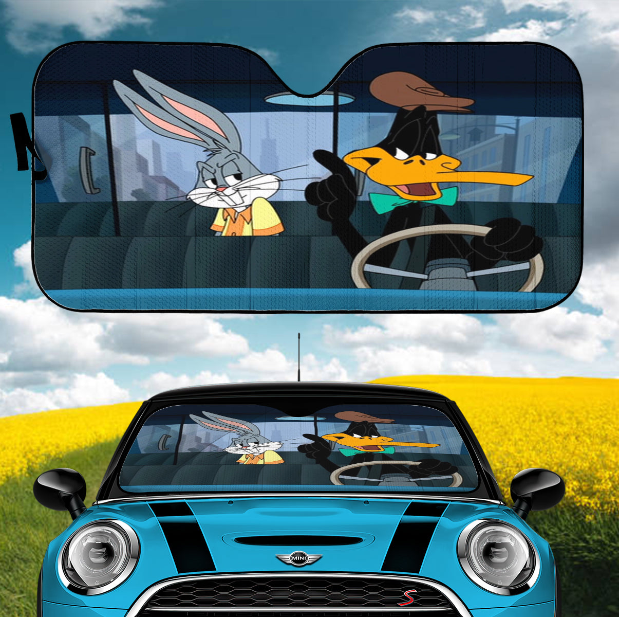 Looney Tunes Daffy Duck And Bugs Bunny Driving Funny Car Auto Sunshades Nearkii