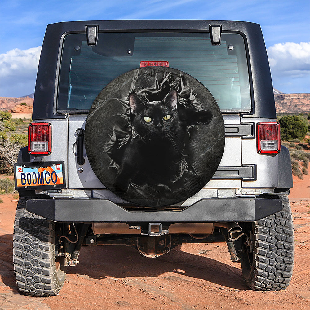 Black Cat Car Spare Tire Covers Gift For Campers Nearkii