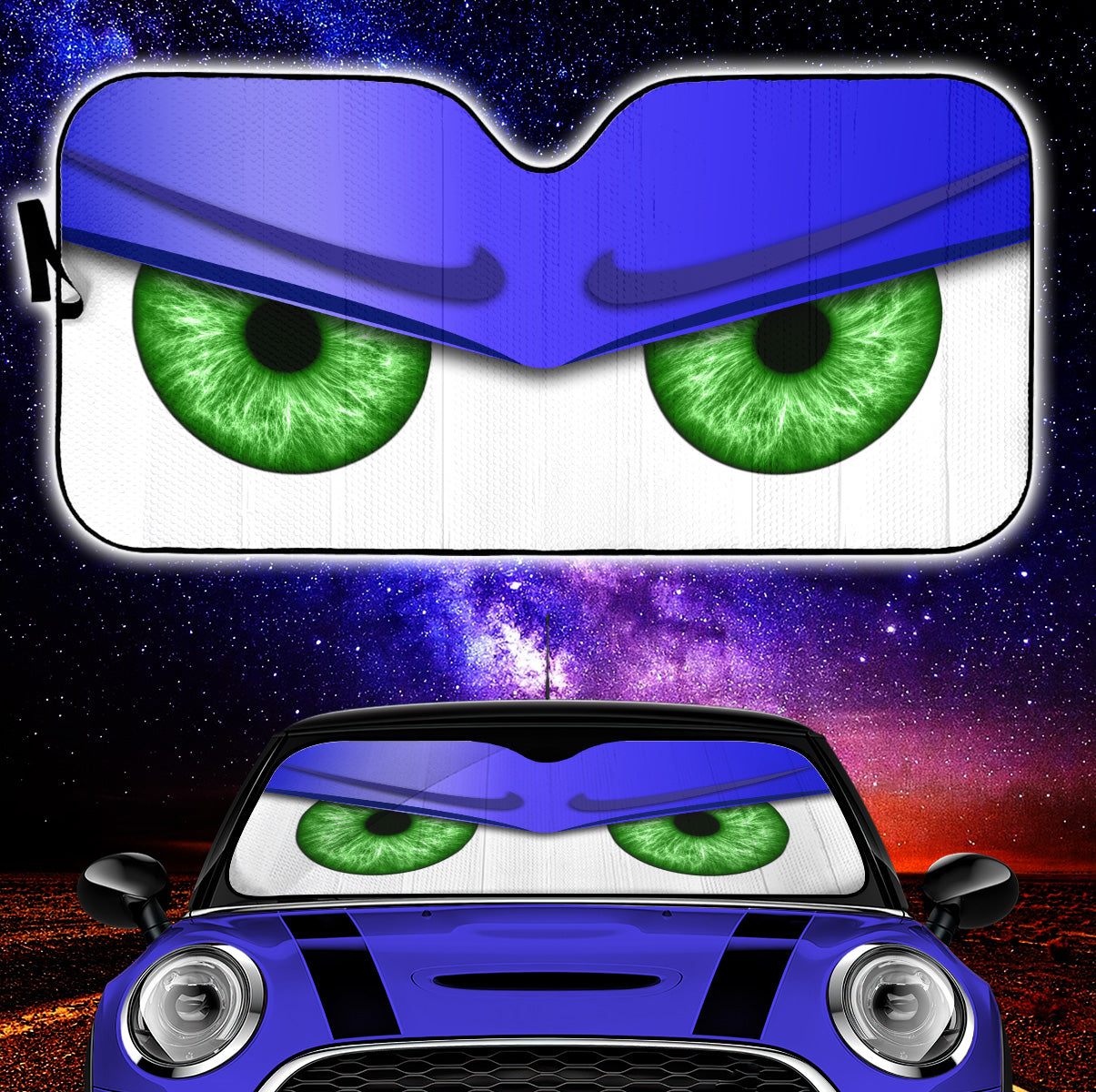 Blue Funny Angry Cartoon Eyes Car Auto Sun Shades Windshield Accessories Decor Gift Nearkii