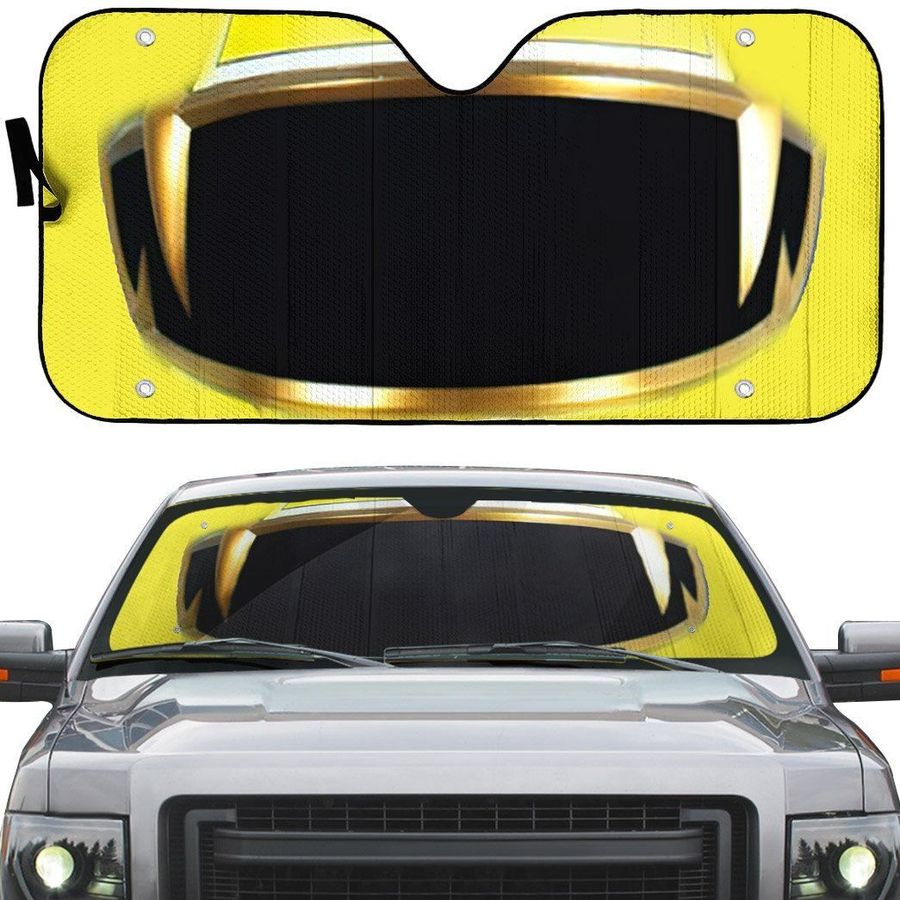 Power Rangers Megaforce Yellow Ranger Helmet Custom Car Auto Sunshade Windshield Accessories Decor Gift Nearkii