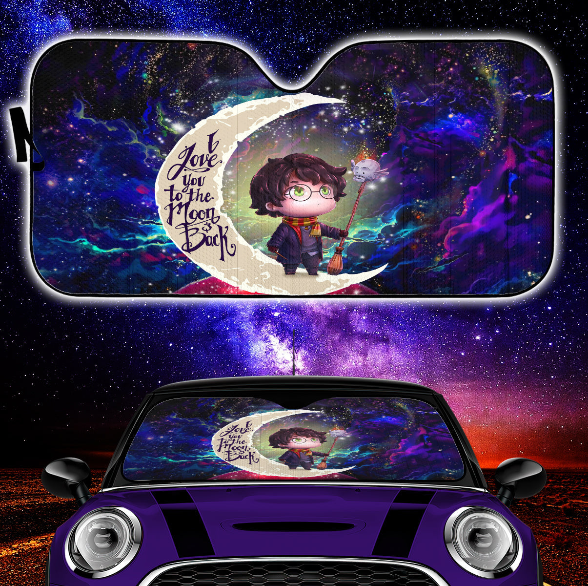 Harry Potter Chibi Love You To The Moon Galaxy Car Auto Sunshades Nearkii