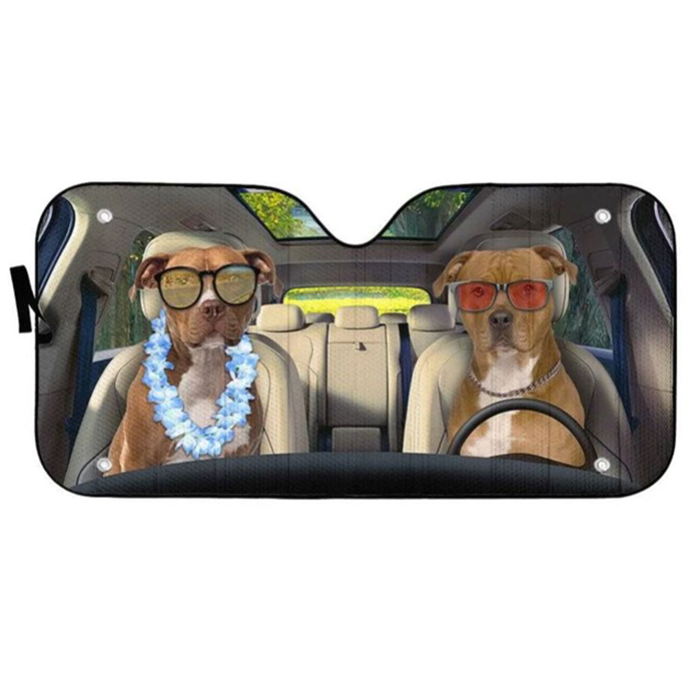 American Staffordshire Terrier Couple Dog Car Auto Sun Shades Windshield Accessories Decor Gift Nearkii