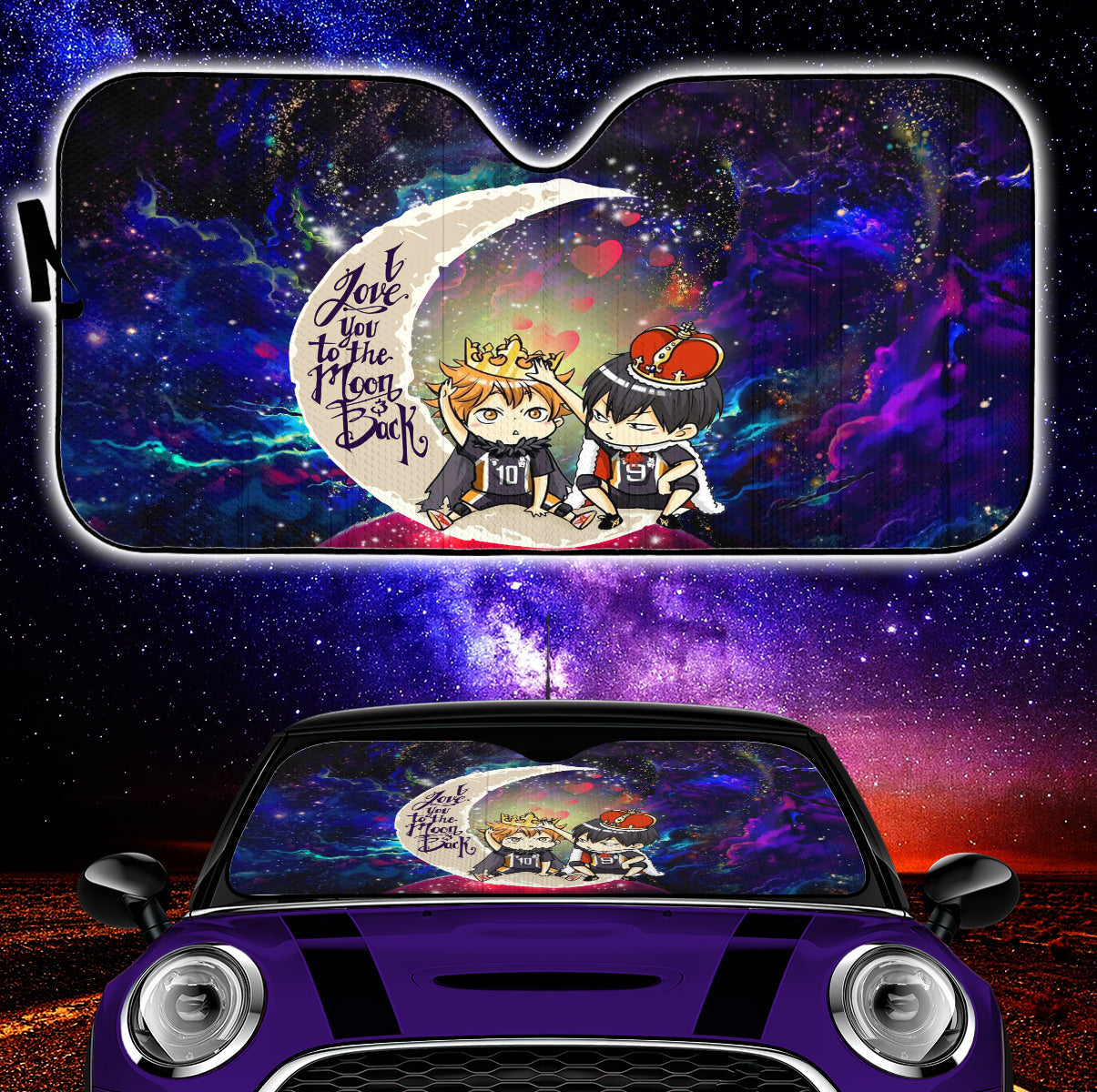 Hinata And Tobio Haikyuu Love You To The Moon Galaxy Car Auto Sunshades Nearkii