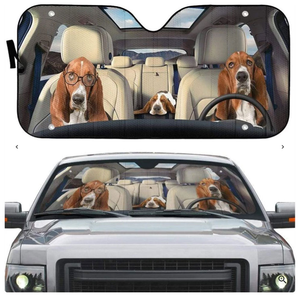 Basset Hounds Custom Car Auto Sun Shades Windshield Accessories Decor Gift Nearkii