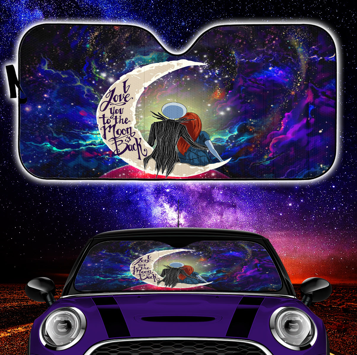 Jack And Sally Nightmare Before Christmas Love You To The Moon Galaxy Car Auto Sunshades Nearkii