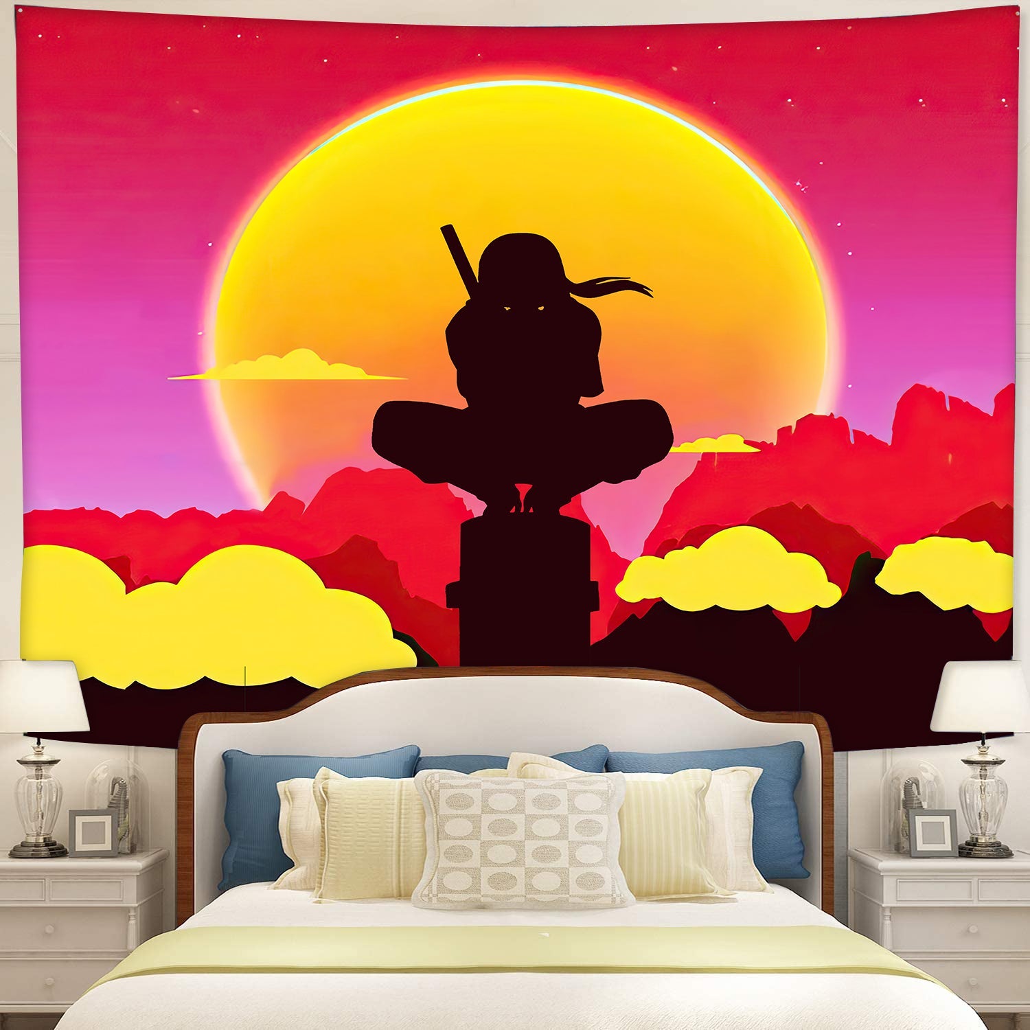 Itachi Naruto Anime Sunset Tapestry Room Decor Nearkii