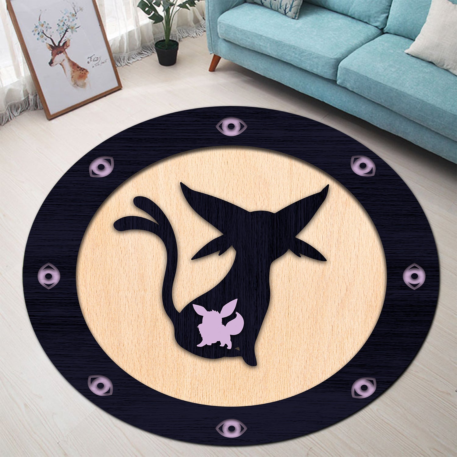 Espeon Eevee Pokemon Evolution Round Carpet Rug Bedroom Livingroom Home Decor Nearkii