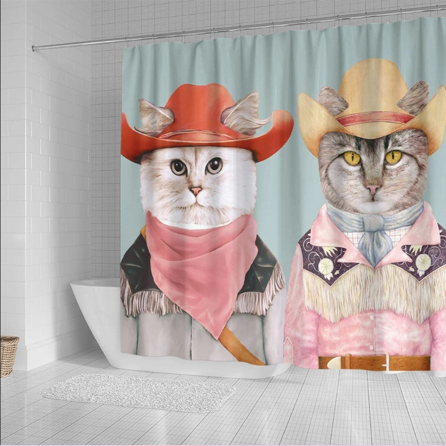 Cute Cowboy Cats Shower Curtain