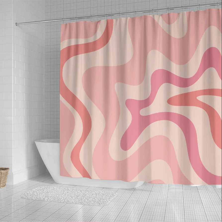 Vintage Retro Wave Pink Shower Curtain