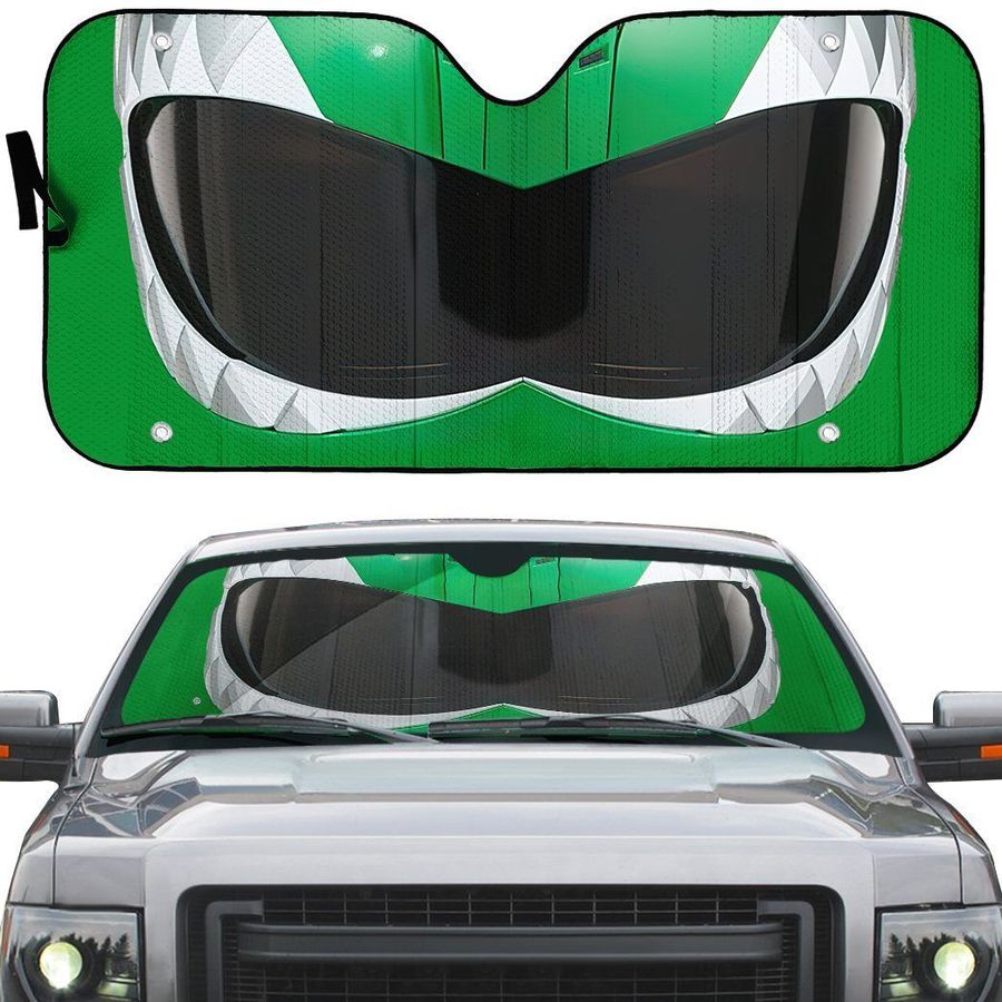 Mighty Morphin Green Power Ranger Helmet Custom Car Auto Sunshade Windshield Accessories Decor Gift Nearkii