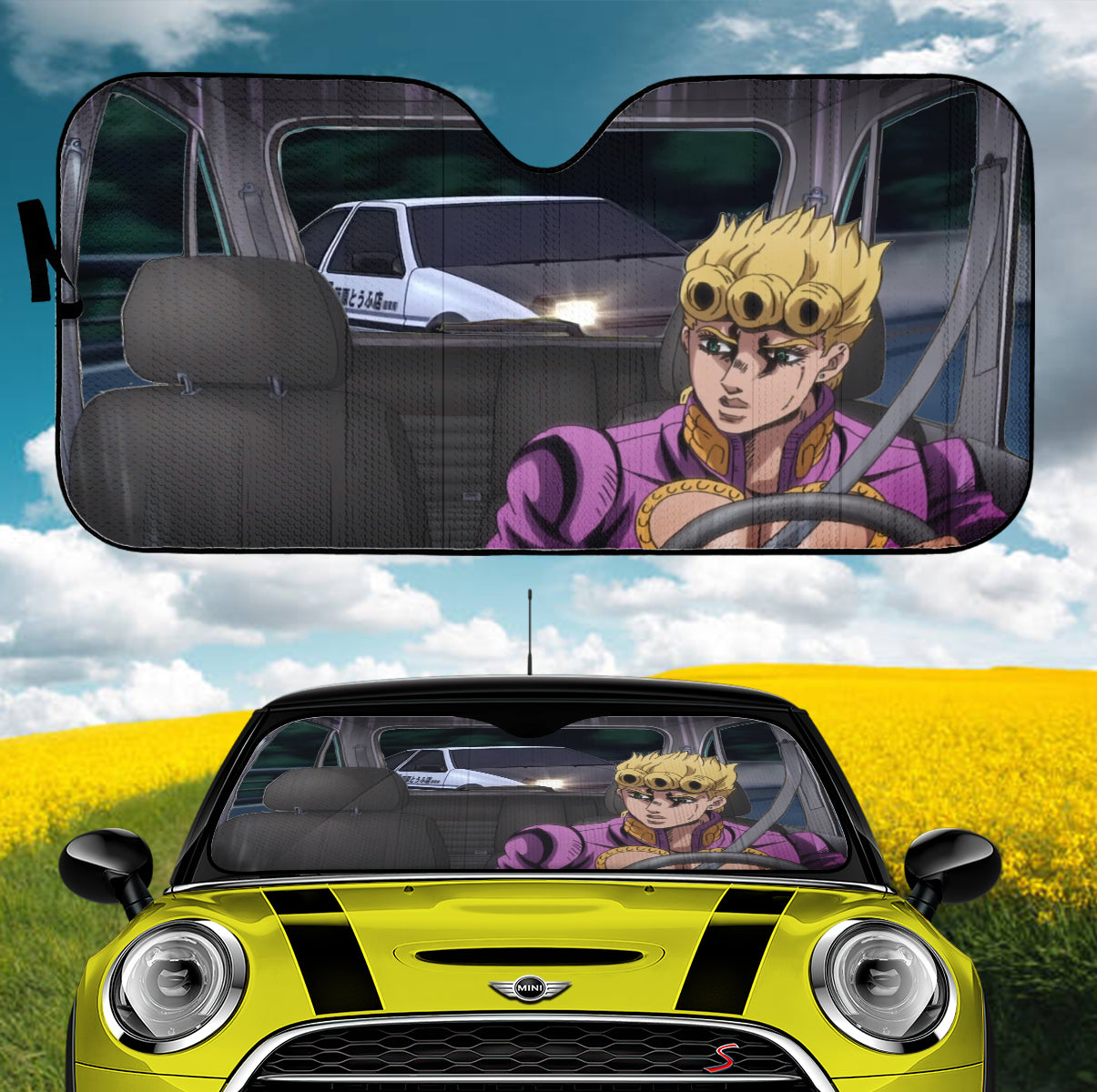 JoJo's Bizarre Adventure Giorno Car Auto Sunshades Nearkii