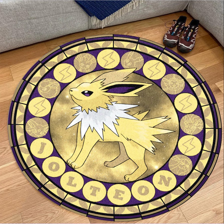 Pokemon Jolteon Round Carpet Rug Bedroom Livingroom Home Decor