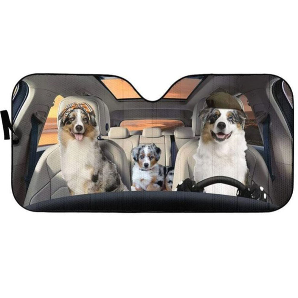 Australian Shepherd Family Dogs Custom Car Auto Sun Shades Windshield Accessories Decor Gift Nearkii