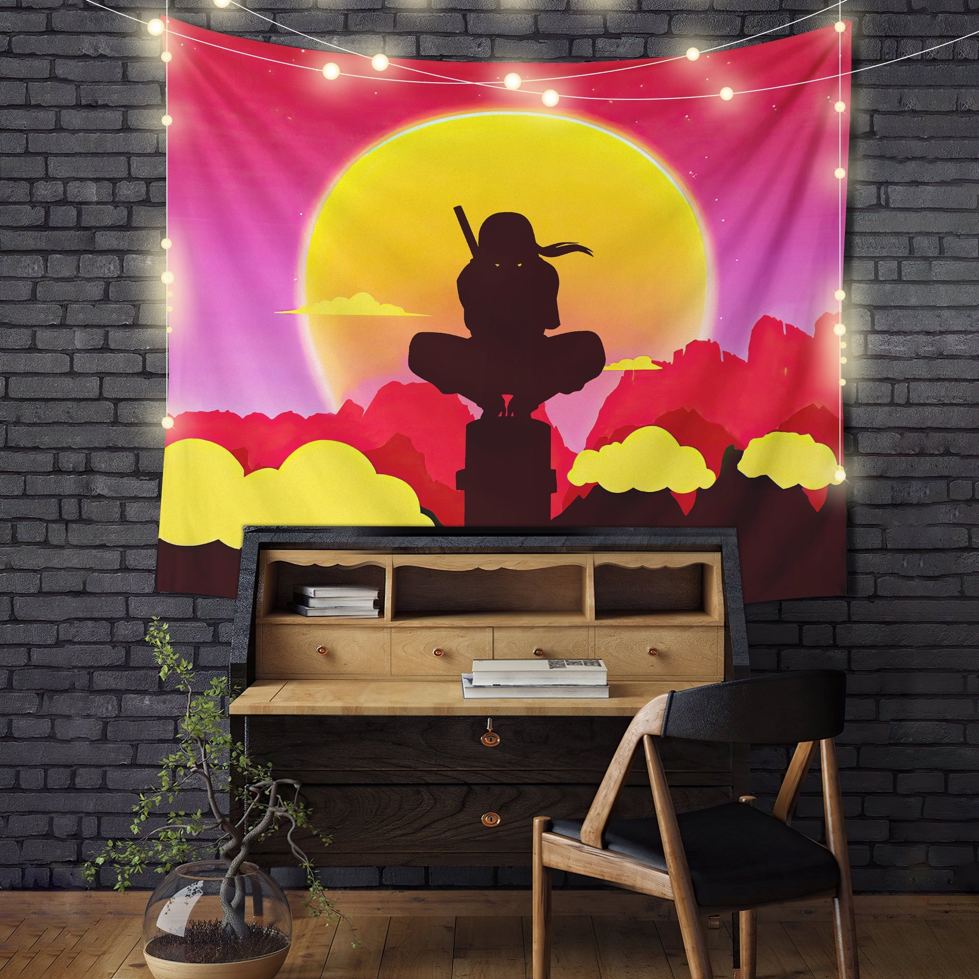 Itachi Naruto Anime Sunset Tapestry Room Decor Nearkii