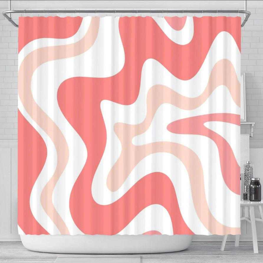 Vintage Retro Wave Red Shower Curtain